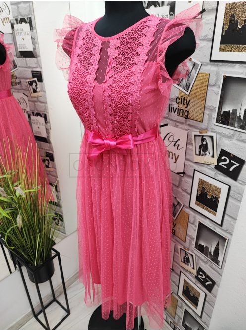 9665 CECÍLIA tüll maxi ruha pink