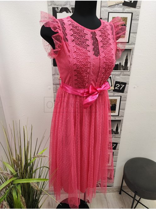9665 CECÍLIA tüll maxi ruha pink