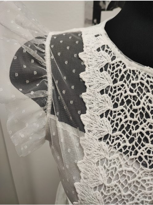 9665 CECÍLIA tüll maxi ruha fehér