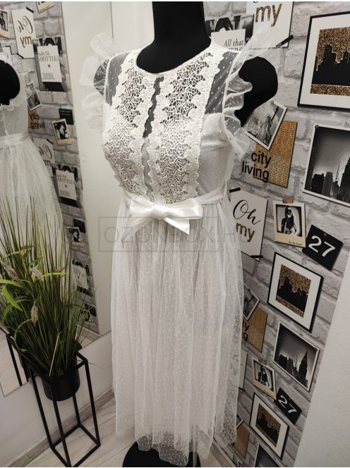 9665 CECÍLIA tüll maxi ruha fehér