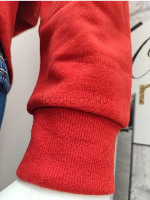 B921 férfi hosszú ujjú pamut pulóver piros színben