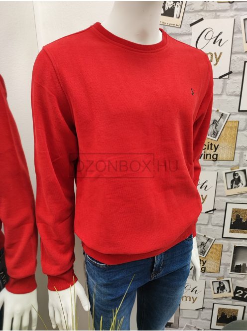 B921 férfi hosszú ujjú pamut pulóver piros színben