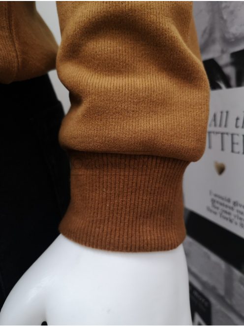 B921 férfi hosszú ujjú pamut pulóver dohány