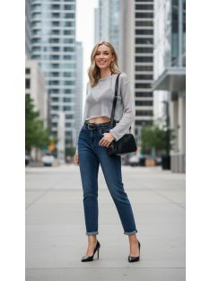   BF5567-2 DAFNE – sötétkék MOM FIT női farmernadrág övvel