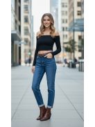 BF5837-H Dafne középkék loose fit farmernadrág övvel