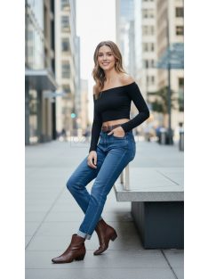 BF5837-H Dafne középkék loose fit farmernadrág övvel