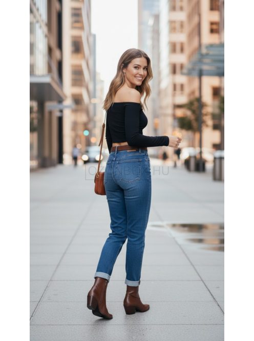 BF5837-H Dafne középkék loose fit farmernadrág övvel