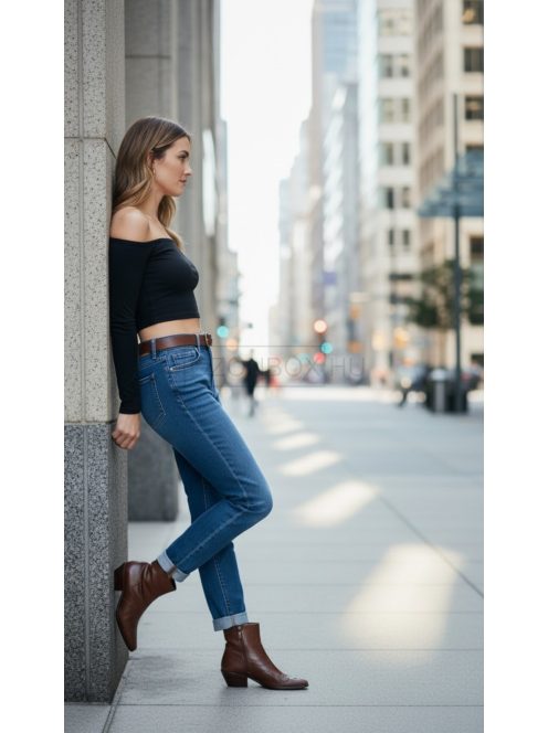 BF5837-H Dafne középkék loose fit farmernadrág övvel