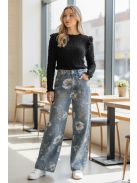 BQ2553 Lirienne női egyenes szárú mintás farmernadrág