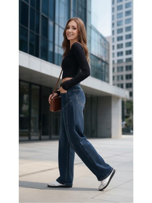 BQ5287 CASSANDRA – sötétkék WIDE LEG női farmernadrág