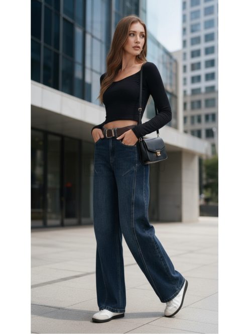 BQ5287 CASSANDRA – sötétkék WIDE LEG női farmernadrág