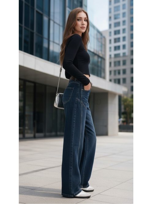 BQ5287 CASSANDRA – sötétkék WIDE LEG női farmernadrág