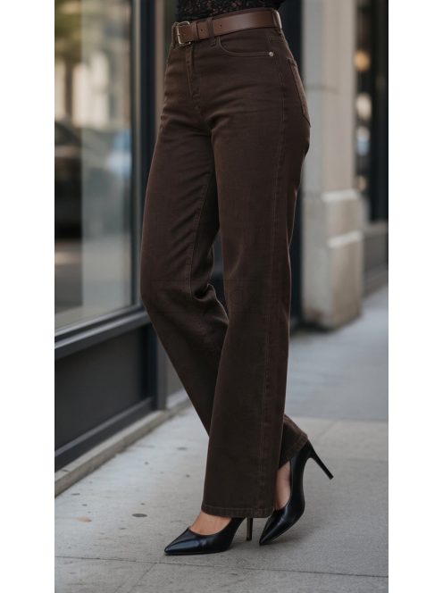 BQ5910-21 OTTAVIA – csokoládébarna WIDE LEG női farmernadrág