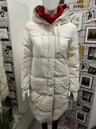 DK076-66 MILANO női hosszú kifordítható kabát fehér kávé - mogyoró színben