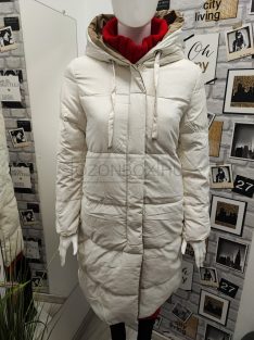   DK076-66 MILANO női hosszú kifordítható kabát fehér kávé - mogyoró színben