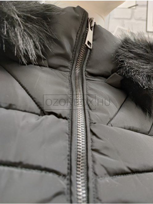 DK110L-1 női hosszú, karcsúsított kabát, EXTRA méret fekete színben