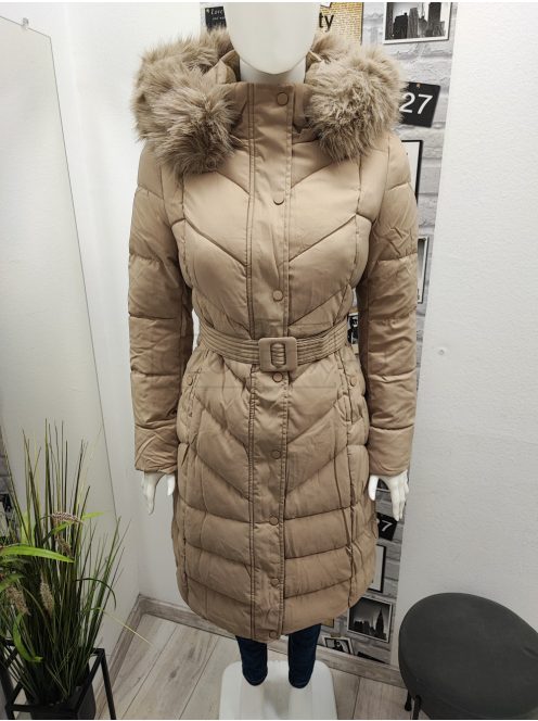 DX8836D BOLOGNA női hosszú karcsúsított kabát bézs színben