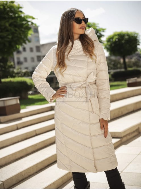 DX8913 GIADA női elegáns hosszú steppelt kabát (fehér)