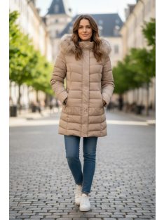 DX8961D Cassandra – Bézs szőrmés gallérú kabát