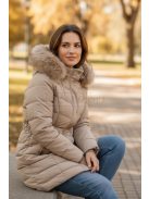 DX8961D Cassandra – Bézs szőrmés gallérú kabát