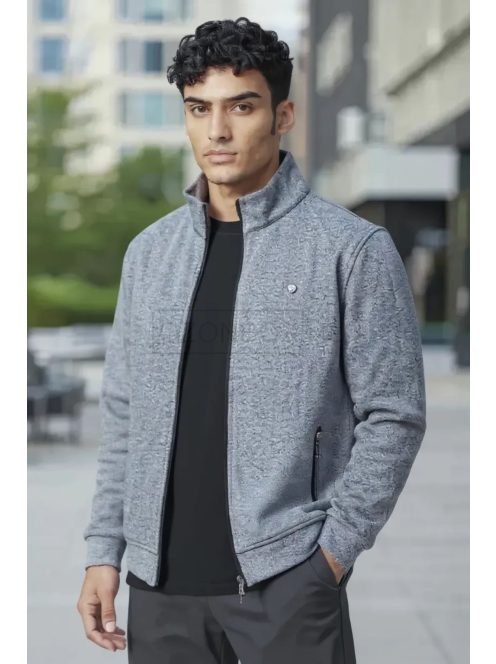 F-500 MARCOSTAR férfi hosszú ujjú cipzáras kardigán (szürke)