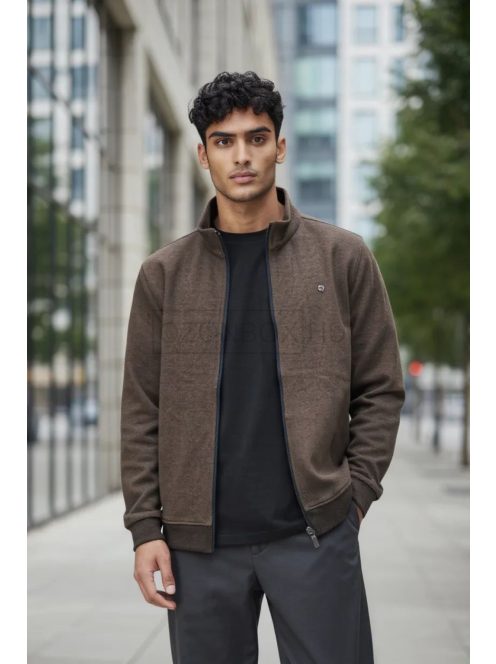 F-500 MARCOSTAR férfi hosszú ujjú cipzáras kardigán (kávébarna)