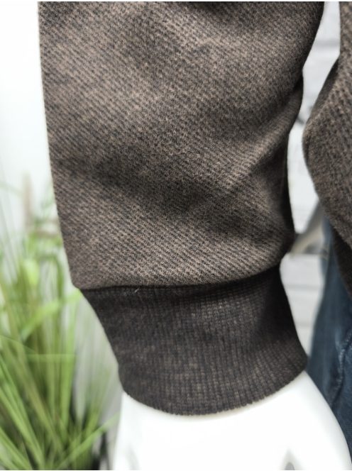 F-500 MARCOSTAR férfi hosszú ujjú cipzáras kardigán (kávébarna)