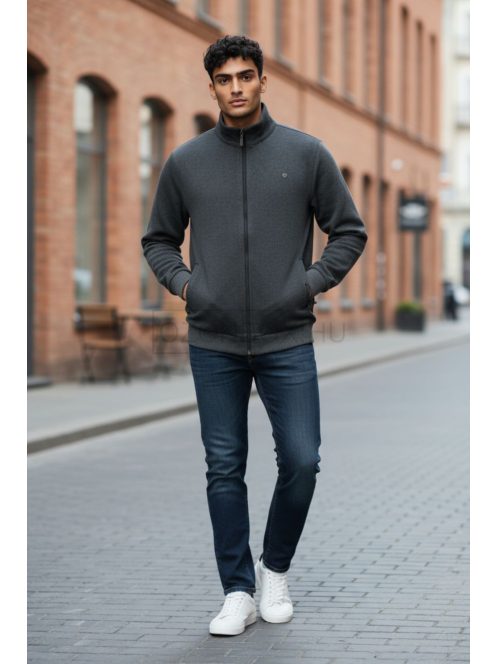 F-500 MARCOSTAR férfi hosszú ujjú cipzáras kardigán (füstfekete)