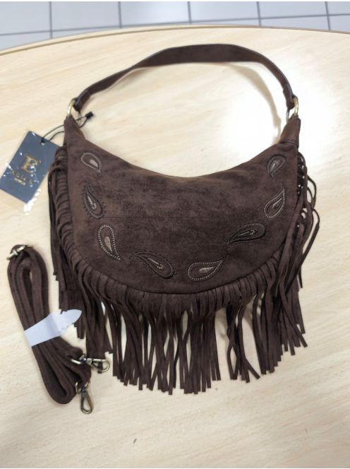 H6088 ARABELLA – kávészínű rojtos női divattáska