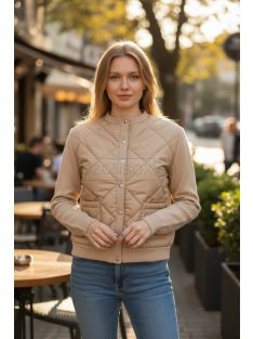   J-307 Velina Soft női steppelt elejű kötött kiskabát (sárgabarack)