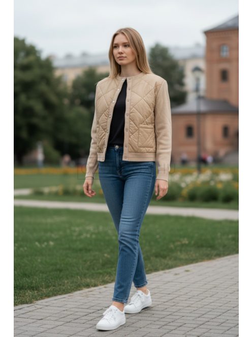 J-307 Velina Soft női steppelt elejű kötött kiskabát (sárgabarack)