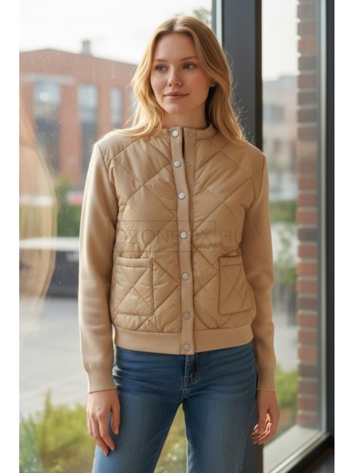 J-307 Velina Soft női steppelt elejű kötött kiskabát (sárgabarack)