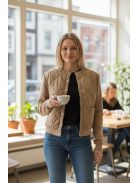 J-307 Velina Soft női steppelt elejű kötött kiskabát (teve)