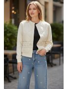 J-307 Velina Soft női steppelt elejű kötött kiskabát (krém)