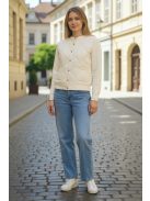 J-307 Velina Soft női steppelt elejű kötött kiskabát (krém)