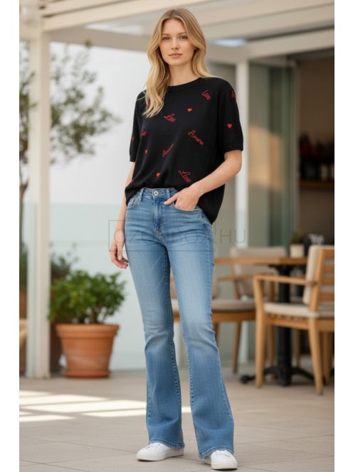 JLW2616-4 Lunara Chic női csípő trapéz farmernadrág