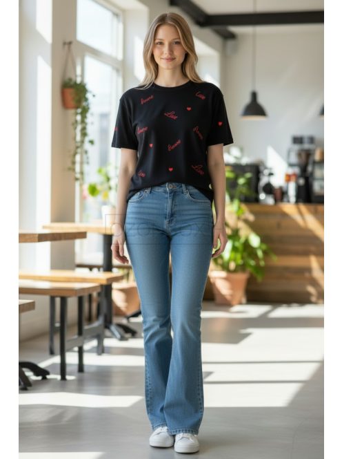 JLW2616-4 Lunara Chic női csípő trapéz farmernadrág