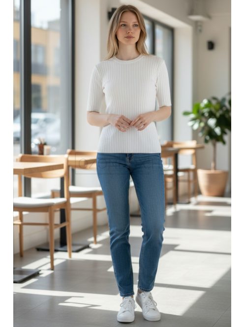 JT289 Liora Basic női bordázott kötött felső (fehér, grillázs, barna, szürke és fekete színben)