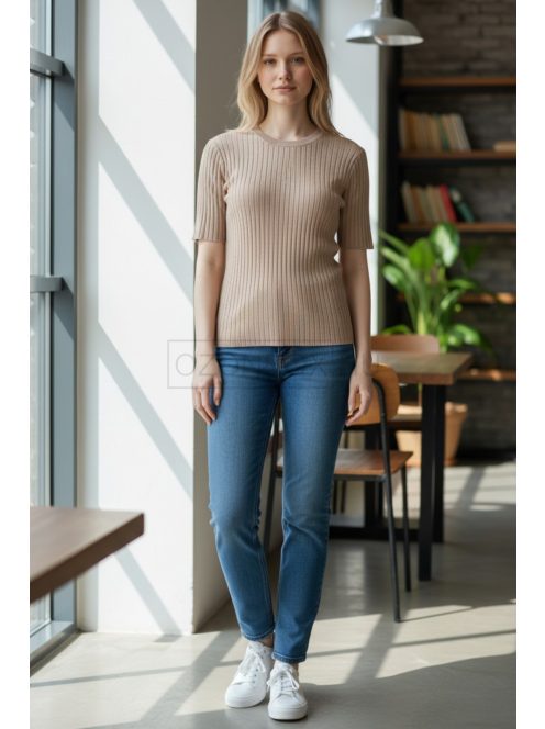 JT289 Liora Basic női bordázott kötött felső (fehér, grillázs, barna, szürke és fekete színben)