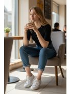 JT289 Liora Basic női bordázott kötött felső (fehér, grillázs, barna, szürke és fekete színben)