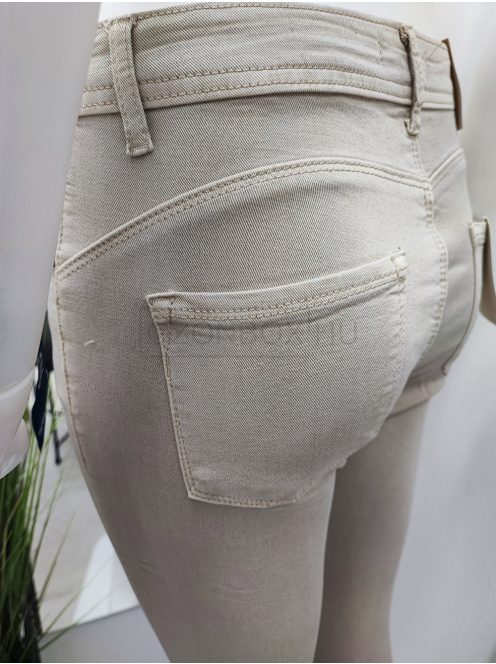 KP162-13 FANNI női sztreccs, PUSH UP normál derekú nadrág bézs színben