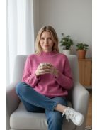 LV6537 Sienna – Málna kötött pulóver fonott ujjrészlettel