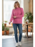 LV6537 Sienna – Málna kötött pulóver fonott ujjrészlettel
