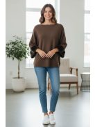 LV9821 Vivianne – Brown színű kötött pulóver szőrmés mandzsettával