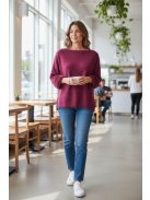 LV9821 Vivianne – Burgundy színű kötött pulóver szőrmés mandzsettával