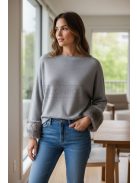 LV9821 Vivianne – Gray színű kötött pulóver szőrmés mandzsettával