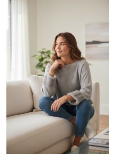   LV9821 Vivianne – Gray színű kötött pulóver szőrmés mandzsettával
