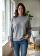 LV9821 Vivianne – Gray színű kötött pulóver szőrmés mandzsettával
