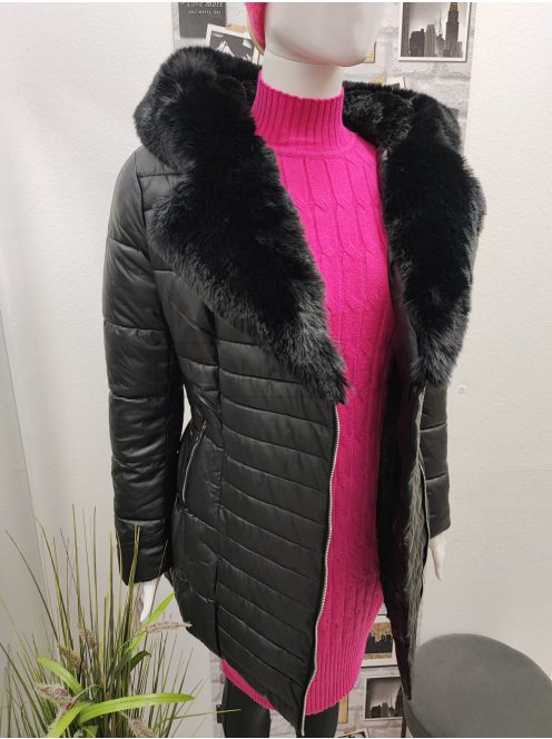 LZ12601-1 CRISTINA női steppelt műbőrkabát fekete színben