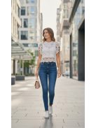 M3518-32 Alessia női skinny extra hosszú farmernadrág középkék